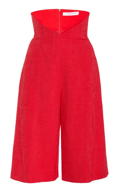 Carolina Herrera V-waist Cotton-blend Shorts In Red