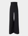 Carolina Herrera Hollywood V-waist Stretch Wool Pants In Black