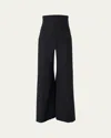 Carolina Herrera Hollywood V-waist Stretch Wool Pants In Black