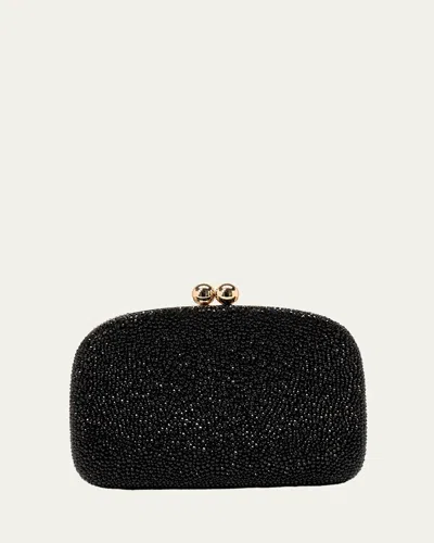 Carolina Herrera Vega Crystal Satin Clutch Bag In Black
