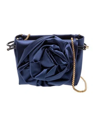 Pre-owned Carolina Herrera Velvet Bucket Bag In Blue