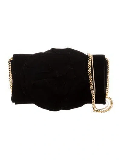 Pre-owned Carolina Herrera Velvet Crossbody Bag In Black
