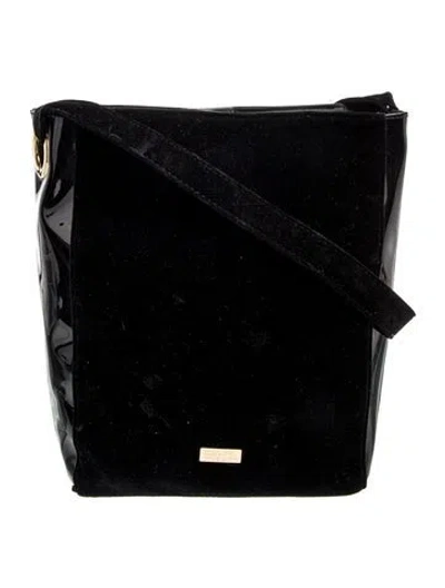 Pre-owned Carolina Herrera Velvet Shoulder Bag In Black