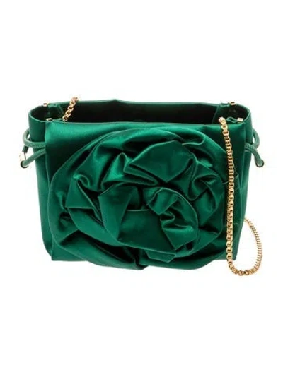 Pre-owned Carolina Herrera Velvet Shoulder Bag In Green