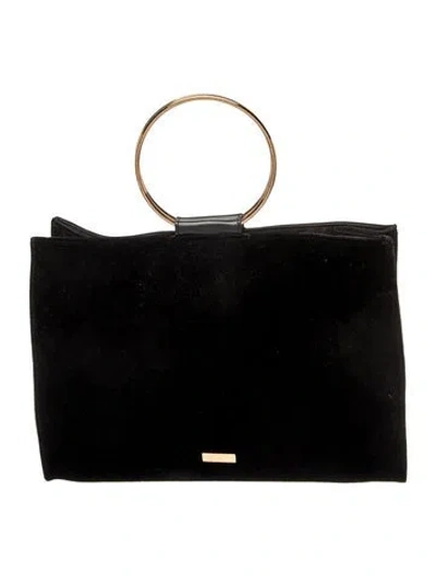 Pre-owned Carolina Herrera Velvet Top Handle Bag In Black