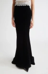Carolina Herrera Velvet Trumpet Skirt With Train In Black
