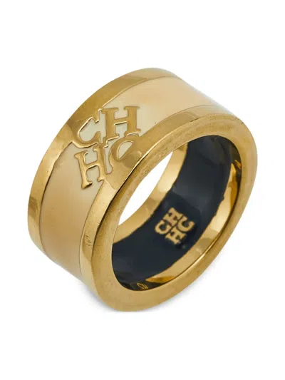 Pre-owned Carolina Herrera Vintage 2024 Gold Enamel Ring