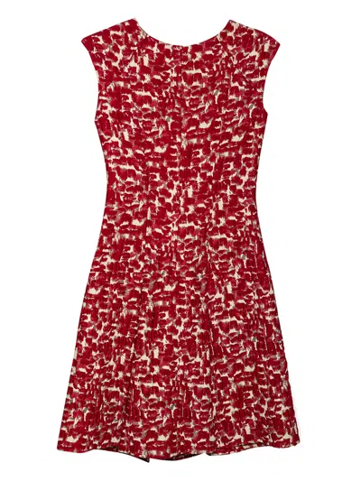 Pre-owned Carolina Herrera Vintage 2024 Jacquard Panel Dress In Red
