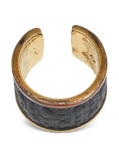 Pre-owned Carolina Herrera Vintage 2024 Leather Gold Ring