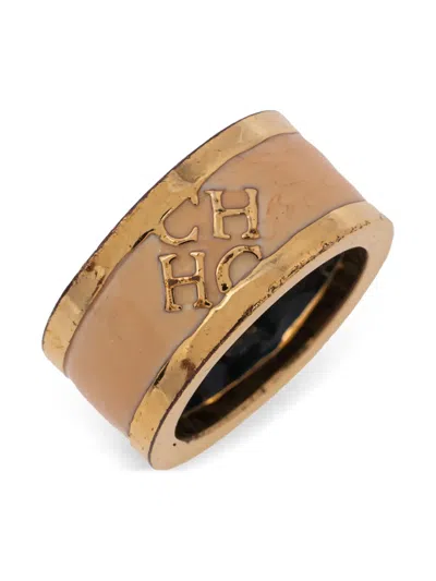 Pre-owned Carolina Herrera Vintage 531267 Cream In Gold
