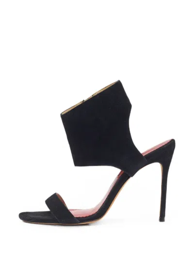 Pre-owned Carolina Herrera Vintage Ankle-strap Sandals In Black
