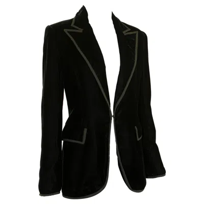 Pre-owned Carolina Herrera Vintage Black Velvet Tuxedo Blazer Size 10 Unisex