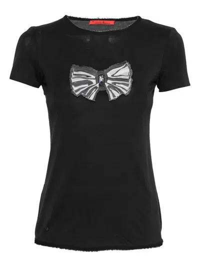 Pre-owned Carolina Herrera Vintage Bow-applique T-shirt In Black