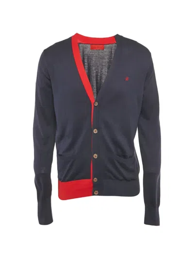 Pre-owned Carolina Herrera Vintage Button-front Cotton Cardigan In Blue