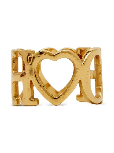 Pre-owned Carolina Herrera Vintage Ch Logo Ring In Gold