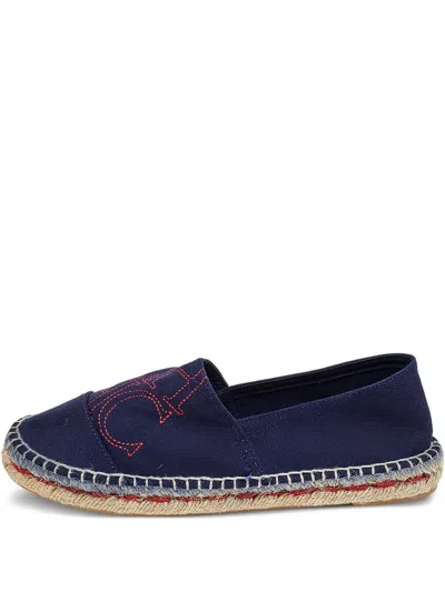 Pre-owned Carolina Herrera Vintage Embroidered Canvas Espadrilles