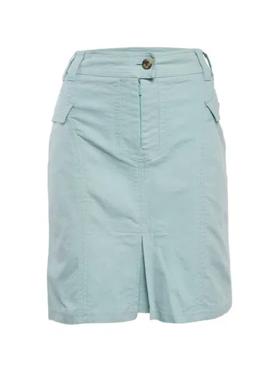 Pre-owned Carolina Herrera Vintage Flap-detail Mini Skirt In Blue