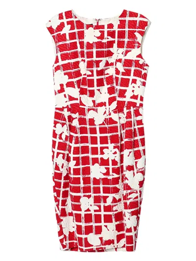 Pre-owned Carolina Herrera Vintage Floral Grid-print Mini Dress