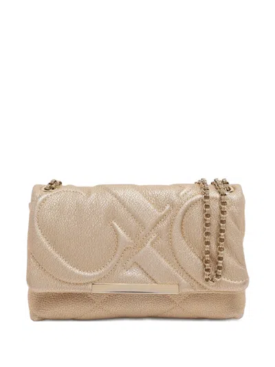 Pre-owned Carolina Herrera Vintage Quilted Chain Leather Shoulder Bag In Gold