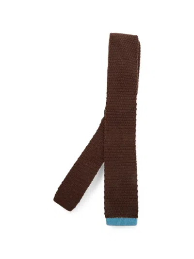 Pre-owned Carolina Herrera Vintage Knit Skinny Tie In Brown