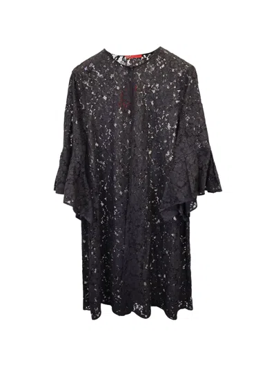 Pre-owned Carolina Herrera Vintage Lace Mini Dress In Black