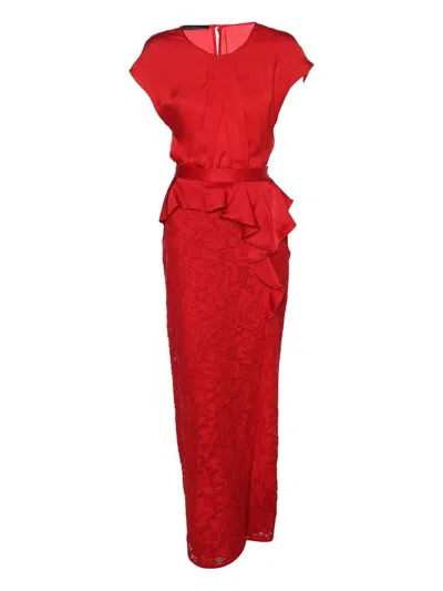 Pre-owned Carolina Herrera Vintage Laced Dress In Red