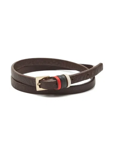 Pre-owned Carolina Herrera Vintage Leather Buckle Bracelet In Brown