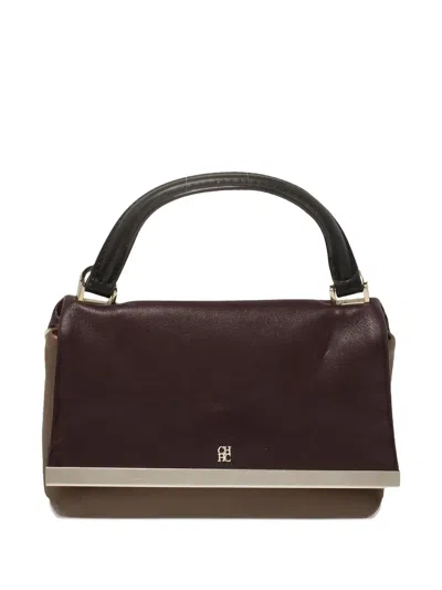 Pre-owned Carolina Herrera Vintage Leather Tote Bag In Brown