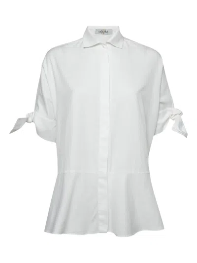 Pre-owned Carolina Herrera Vintage Logo Jacquard Cotton Blouse In White