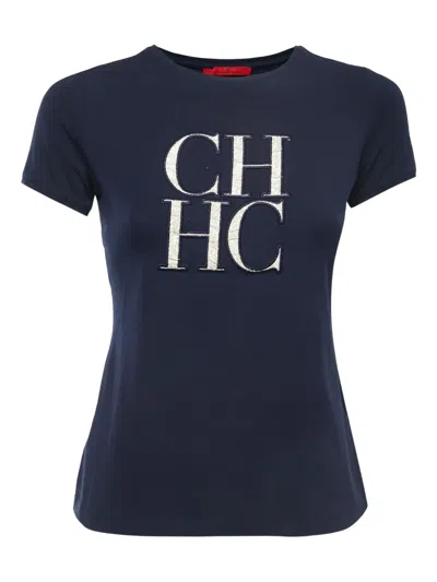 Pre-owned Carolina Herrera Vintage Logo-patch T-shirt In Blue