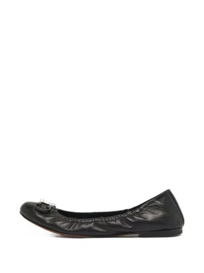 Pre-owned Carolina Herrera Vintage Logo-plaque Ballet Flats In Black
