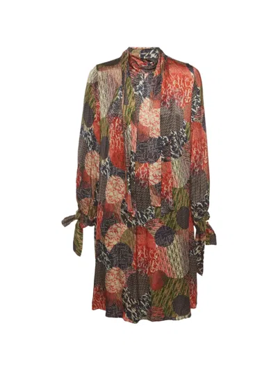 Pre-owned Carolina Herrera Vintage Logo-print Midi Dress In Red