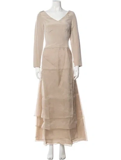 Pre-owned Carolina Herrera Vintage Long Dress In Neutral