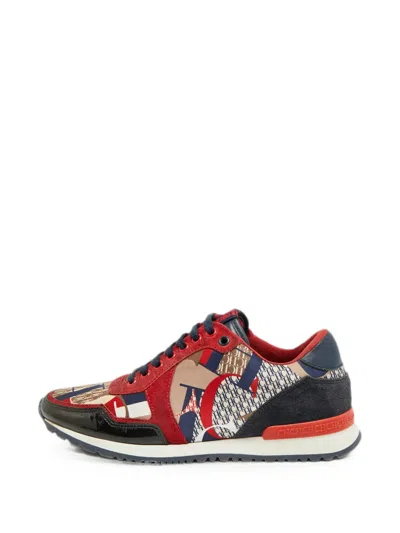 Pre-owned Carolina Herrera Vintage Low-top Satin-suede Sneakers In Red