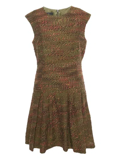 Pre-owned Carolina Herrera Vintage Marl-knit Sleeveless Dress In Green