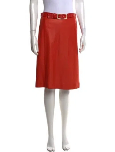 Pre-owned Carolina Herrera Vintage Midi Length Skirt In Orange