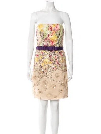 Pre-owned Carolina Herrera Vintage Mini Dress In Neutrals