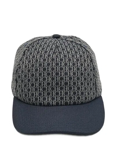 Pre-owned Carolina Herrera Vintage Monogram Baseball Cap In Blue