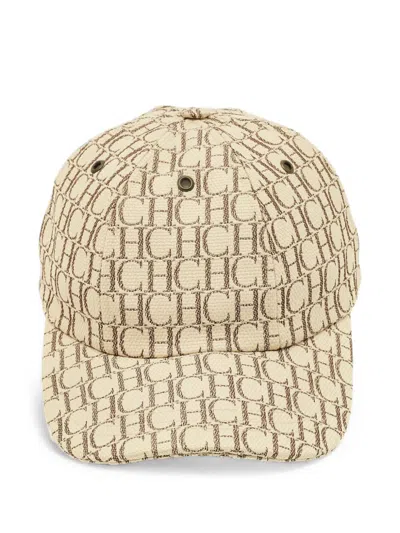 Pre-owned Carolina Herrera Vintage Monogram Baseball Cap In Neutral