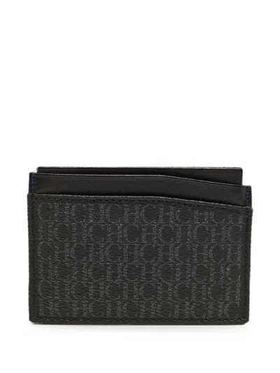 Pre-owned Carolina Herrera Vintage Monogram Card Holder In Black