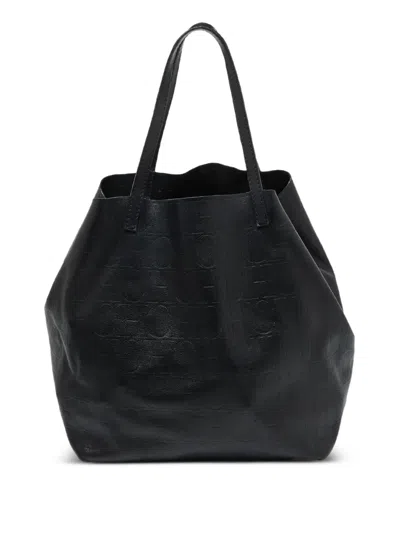 Pre-owned Carolina Herrera Vintage Monogram Leather Tote Bag