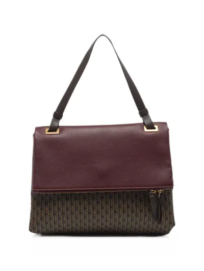 Pre-owned Carolina Herrera Vintage Monogram Top-handle Tote Bag In Red