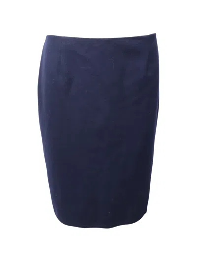 Pre-owned Carolina Herrera Vintage Pencil Midi Skirt In Blue