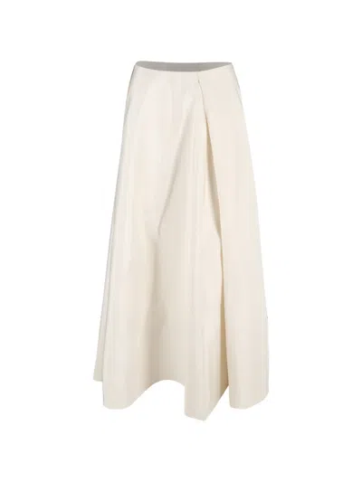 Pre-owned Carolina Herrera Vintage Pleated Maxi Skirt In Neutral