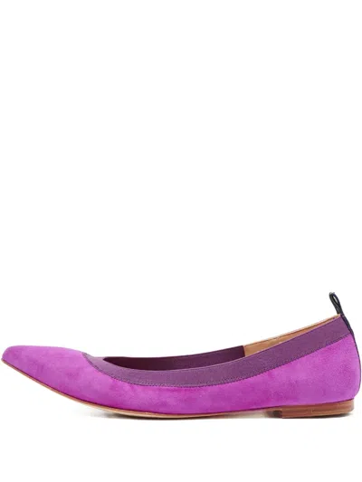 Pre-owned Carolina Herrera Vintage Pointed-toe Suede Ballet Flats