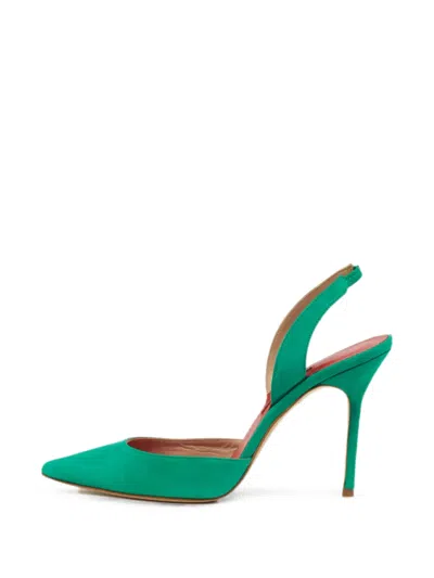 Pre-owned Carolina Herrera Vintage Pointed-toe Heeled Pumps In Green