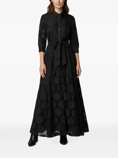 Pre-owned Carolina Herrera Vintage Polka-dot Jacquard Gown In Black
