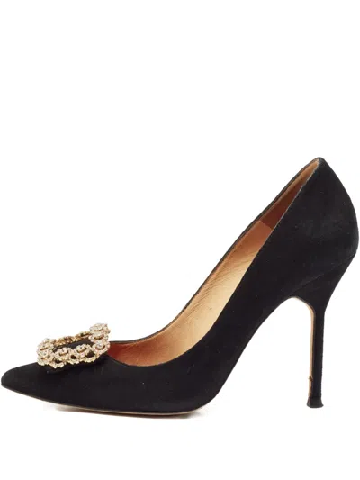 Pre-owned Carolina Herrera Vintage  100mm Suede Pumps In Black