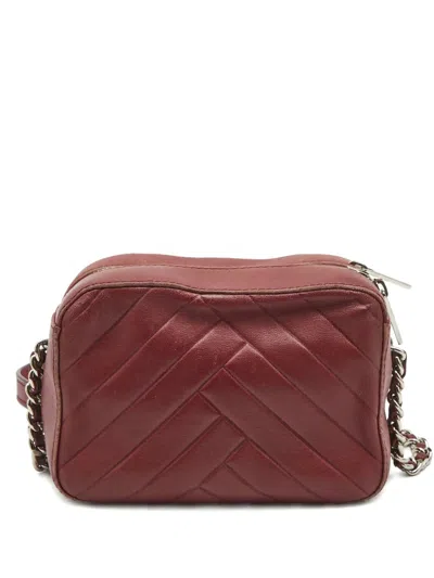 Pre-owned Carolina Herrera Vintage  Chevron Leather Shoulder Bag