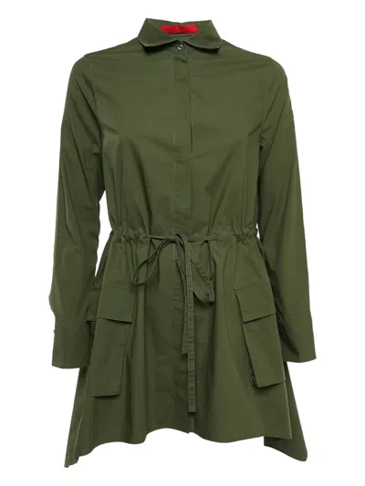 Pre-owned Carolina Herrera Vintage  Drawstring Asymmetric Coat In Green